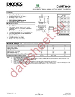 DMMT3906-7-F datasheet  